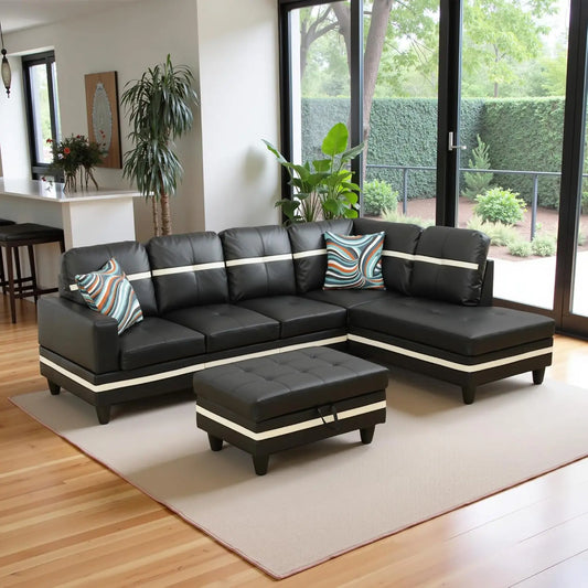 Sweet Blossoms Haven Modern L Shaped Sectional Sofa Ottoman
