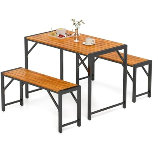 DAFIFY Outdoor Patio Dining Set With Acacia Wood Table