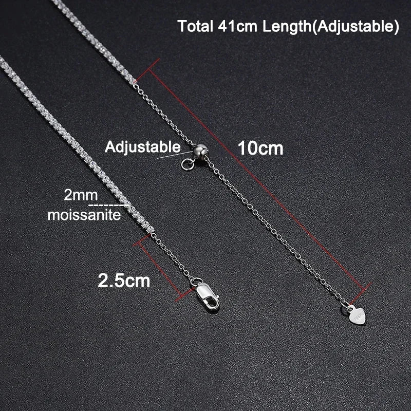 ROBUKFC Moissanite Tennis Necklace Sterling Silver Plated