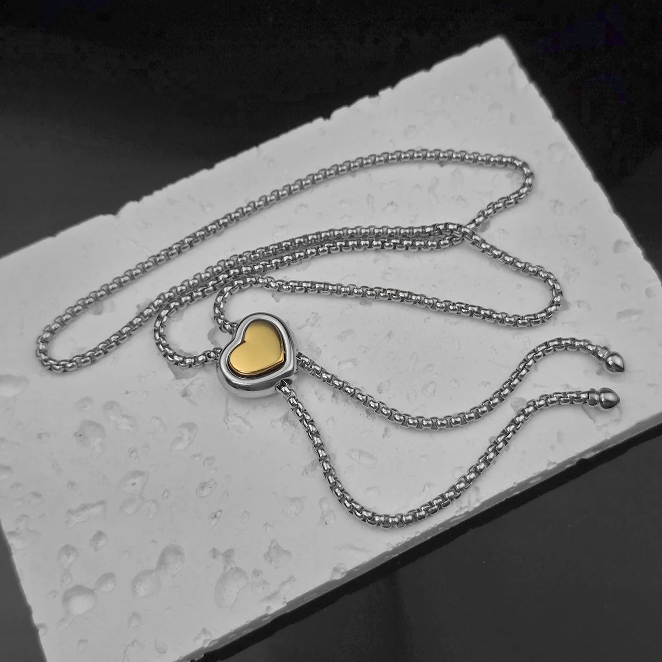 KABOLONG Stainless Steel Heart Necklace With Adjustable Y Shape