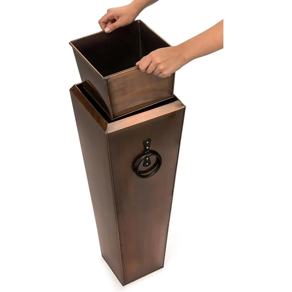 H Potter Tall Outdoor Planters Copper Large Flower Pots Indoor for Patio Balcony Garden Deck Front Porch Entryway with Tray (Ant