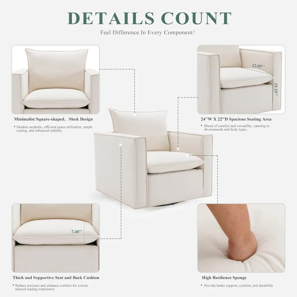 Swivel Accent Chair Upholstered Armchair For Living Room