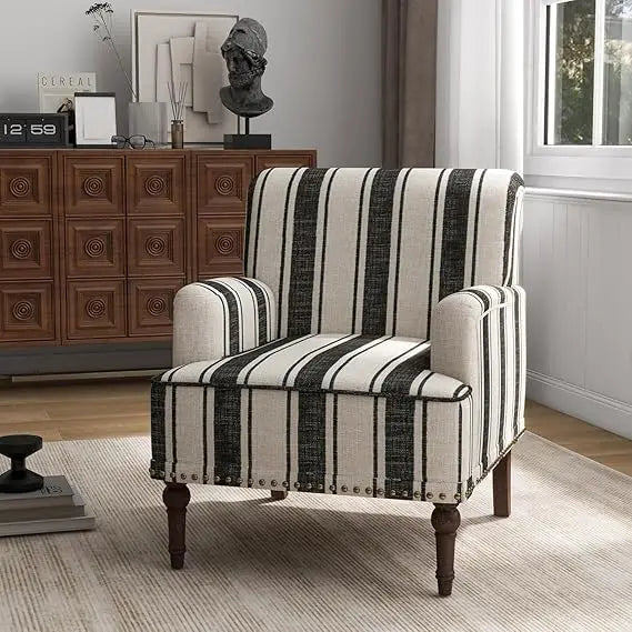PU Leather Accent Chair, Modern Upholstered Armchair for Living Room, Comfy Arm Chair Single Sofa Reading Seat with Wooden Legs