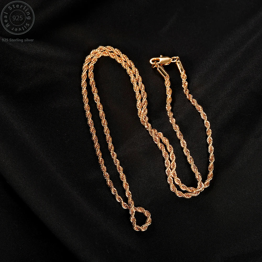 Twisted Rope Singapore Chain Necklace For Men And Women