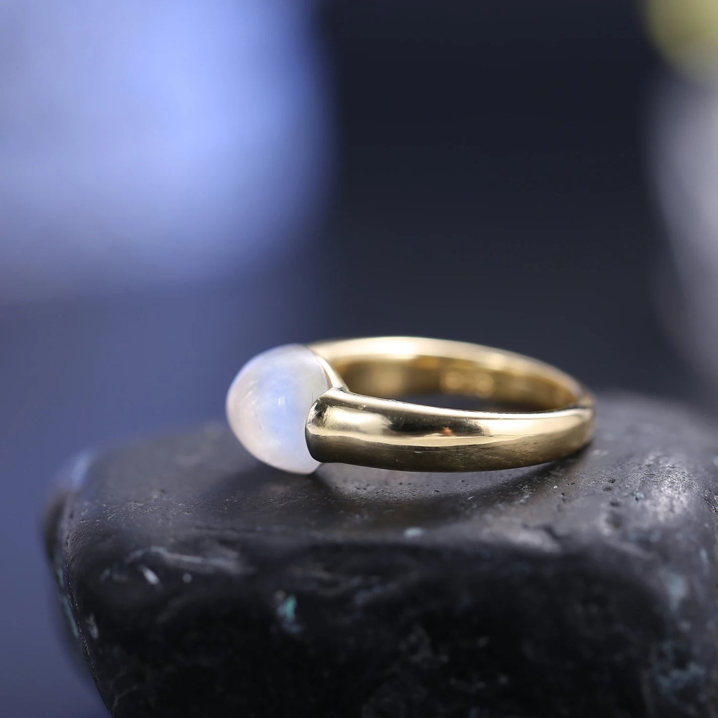 GEM'S BALLET Moonstone Ring 925 Silver Gold Plated Jewelry