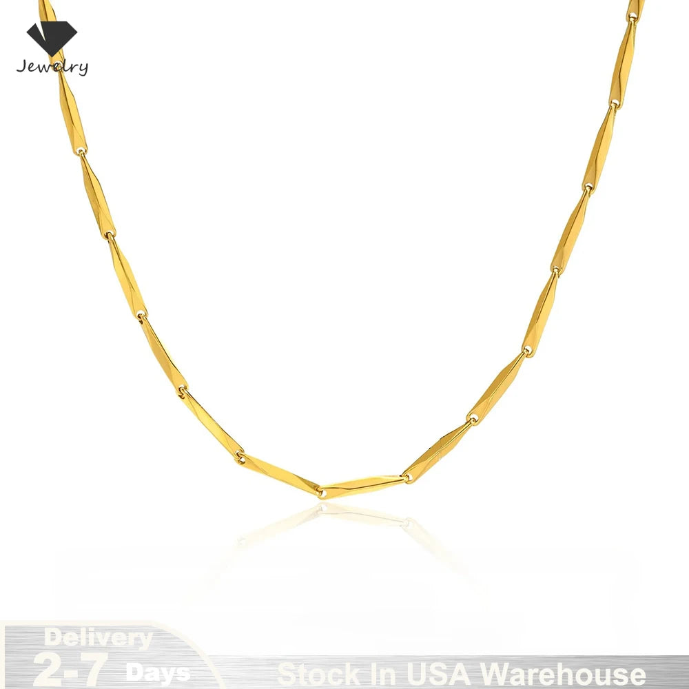 18K Gold Plated Punk 2mm Chain Necklaces 925 Sterling Silver Hiphop/Rock Link Chain Jewelry For Women Girl Gifts Ships from USA