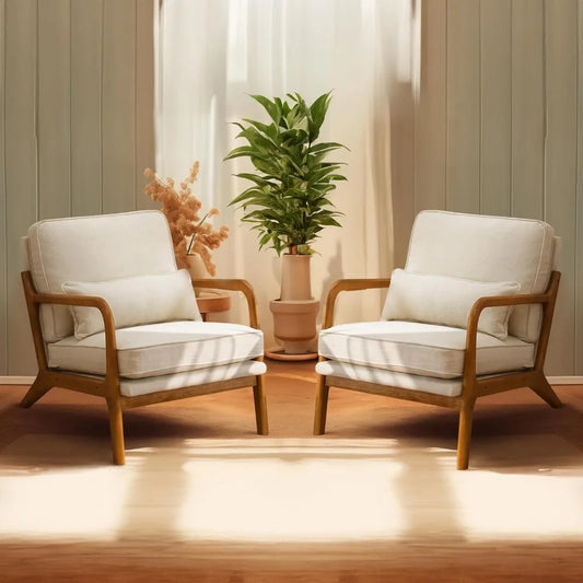 Guangbai Upholstered Mid Century Modern Lounge Chairs Set