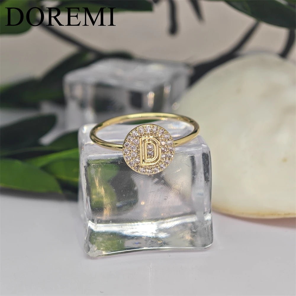 Doremi Initial Letter Ring Women Micro Pave Zircon Custom