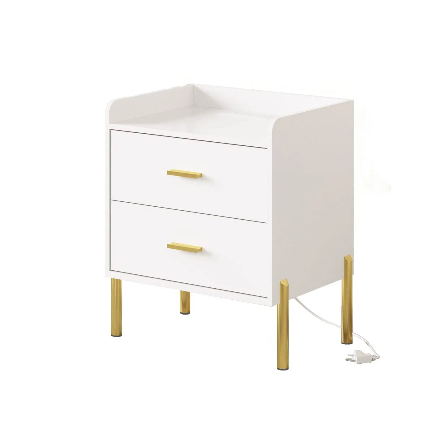 Vabches Nightstand Set Of 2 With Charging Station Wood Table