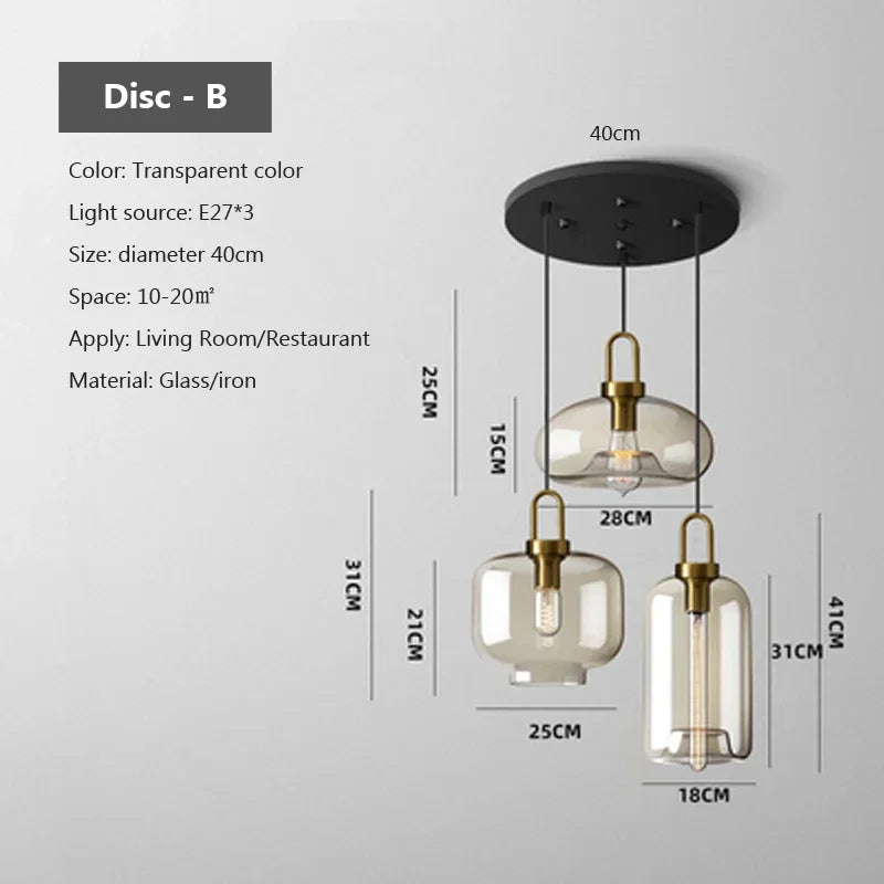 Oboerthurck Modern Glass Pendant Light Loft Industrial Lamp