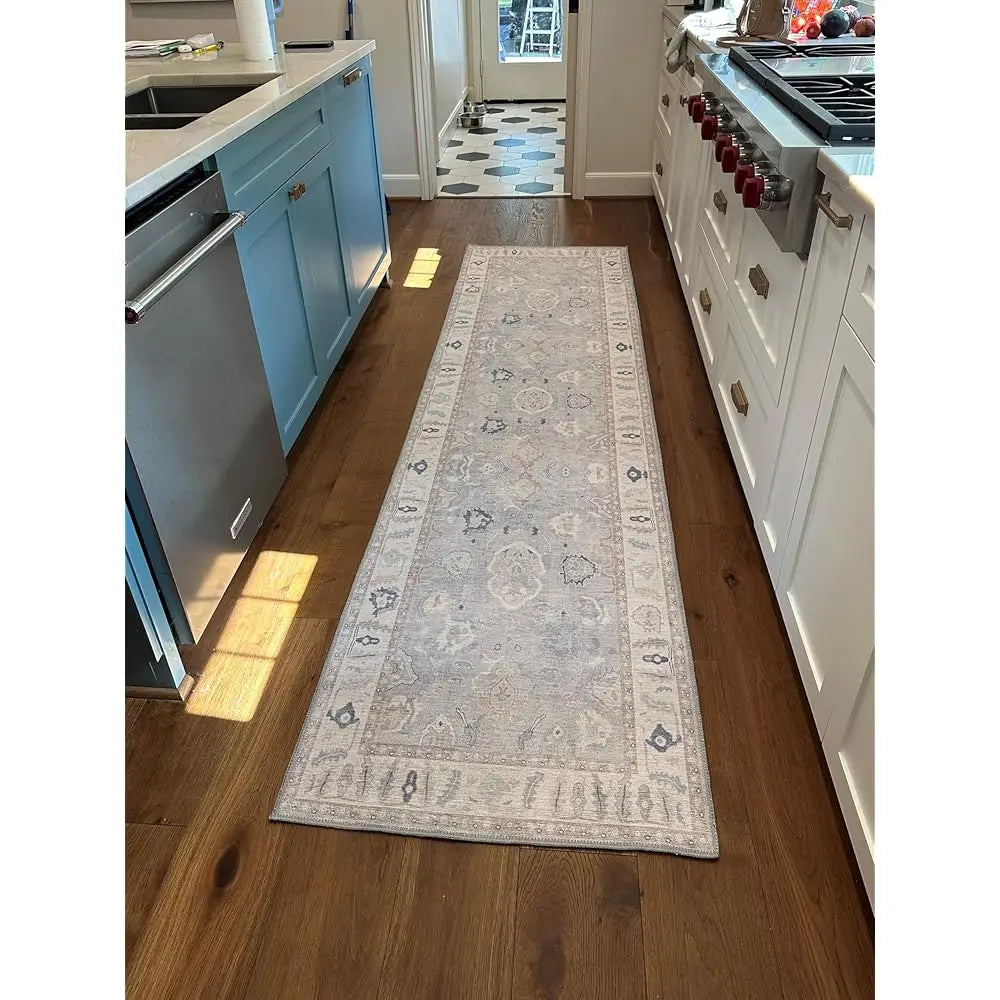 DIXSG Modern Oushak Runner Rug Vintage Turkish Oriental