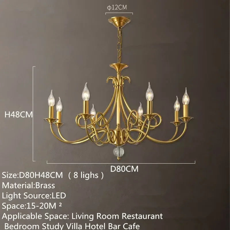 OUFULA Dorian Village Brass Chandelier LED Pendant Lamp