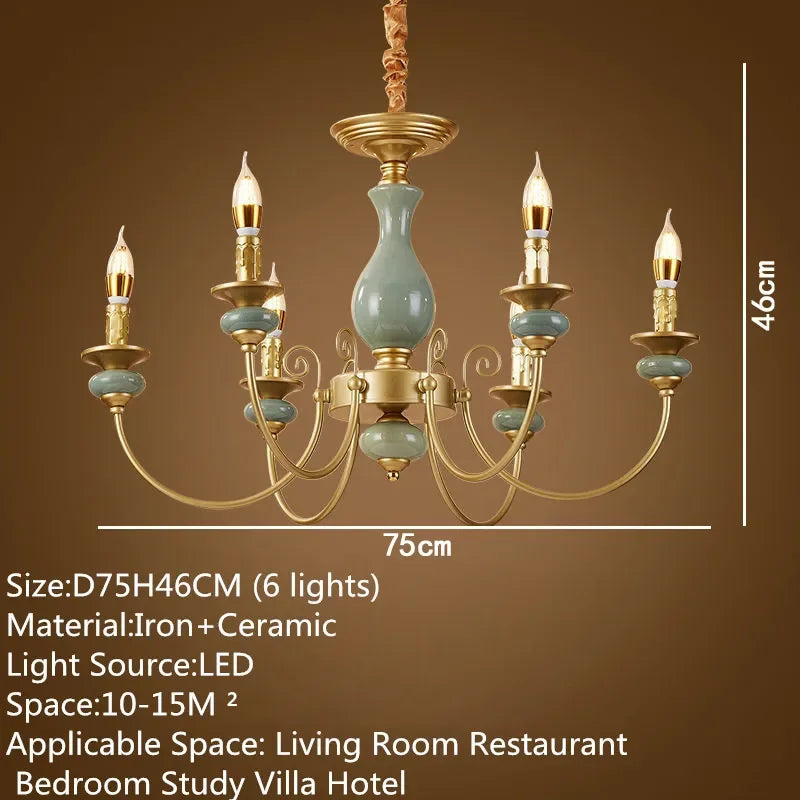 OUFULA European Candle Chandelier Led Pendent Lamp Fixture