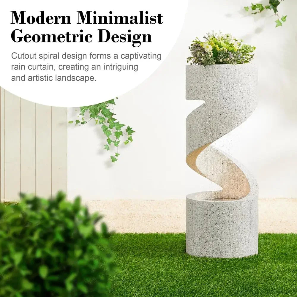 XMSJ LED Outdoor Water Fountain Planter With Tiered Spiral