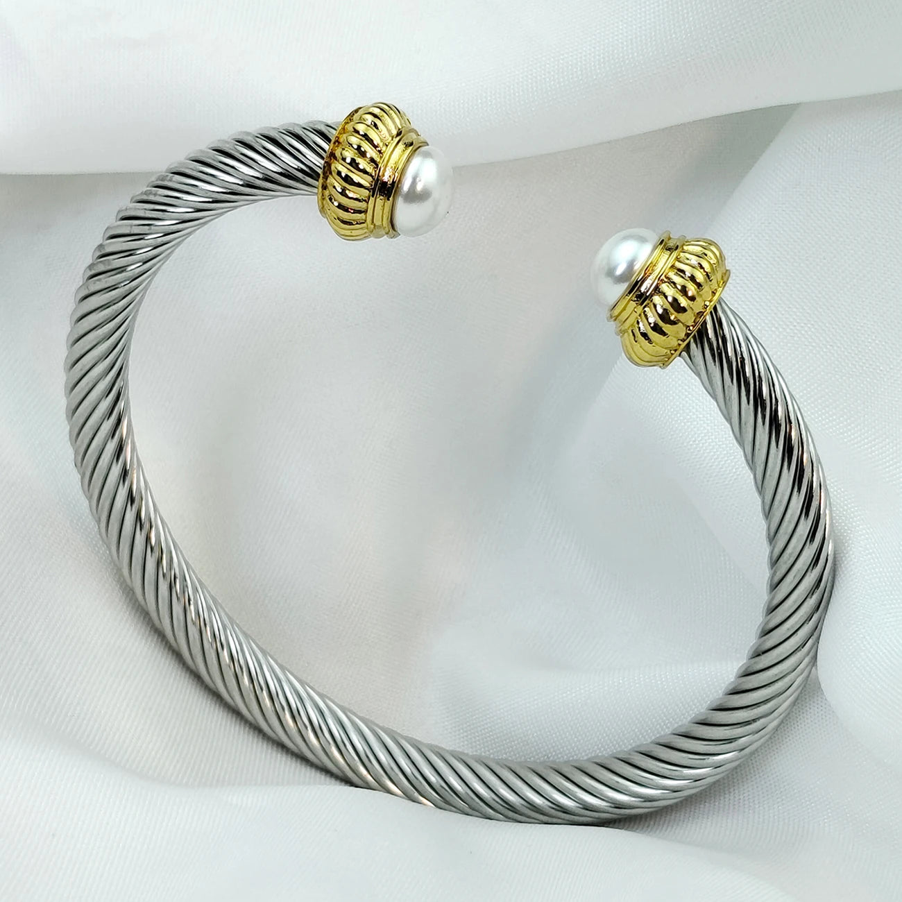 Sweet Blossoms Haven Stainless Steel Cable Bracelet