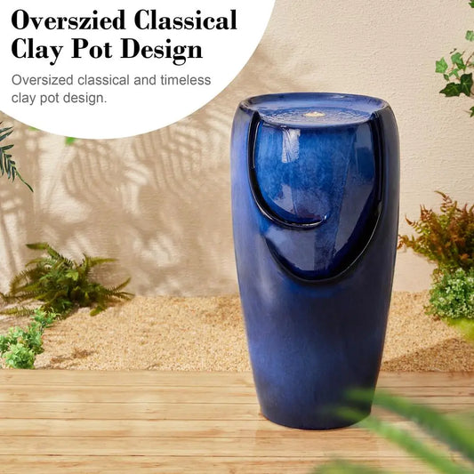 XMSJ Oversized Ceramic Water Fountain With Submersible Pump