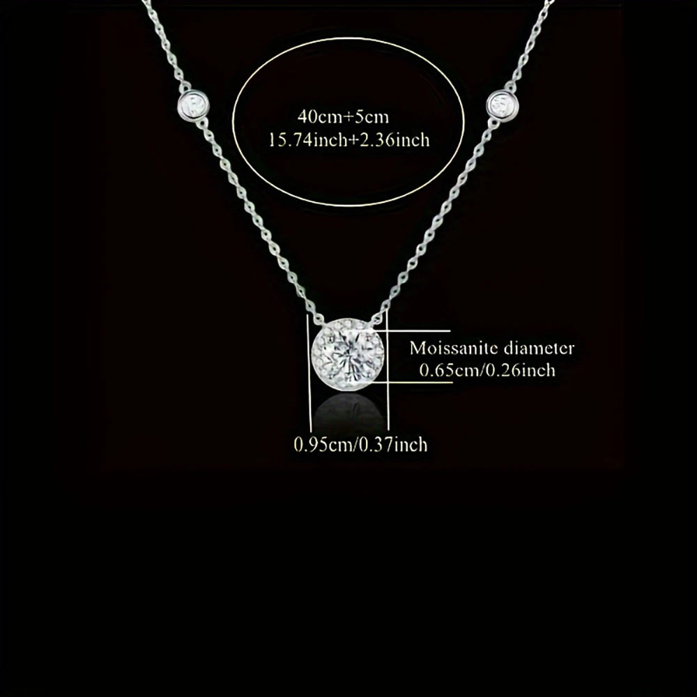 GRA Moissanite Necklace Sterling Silver Pendant For Women