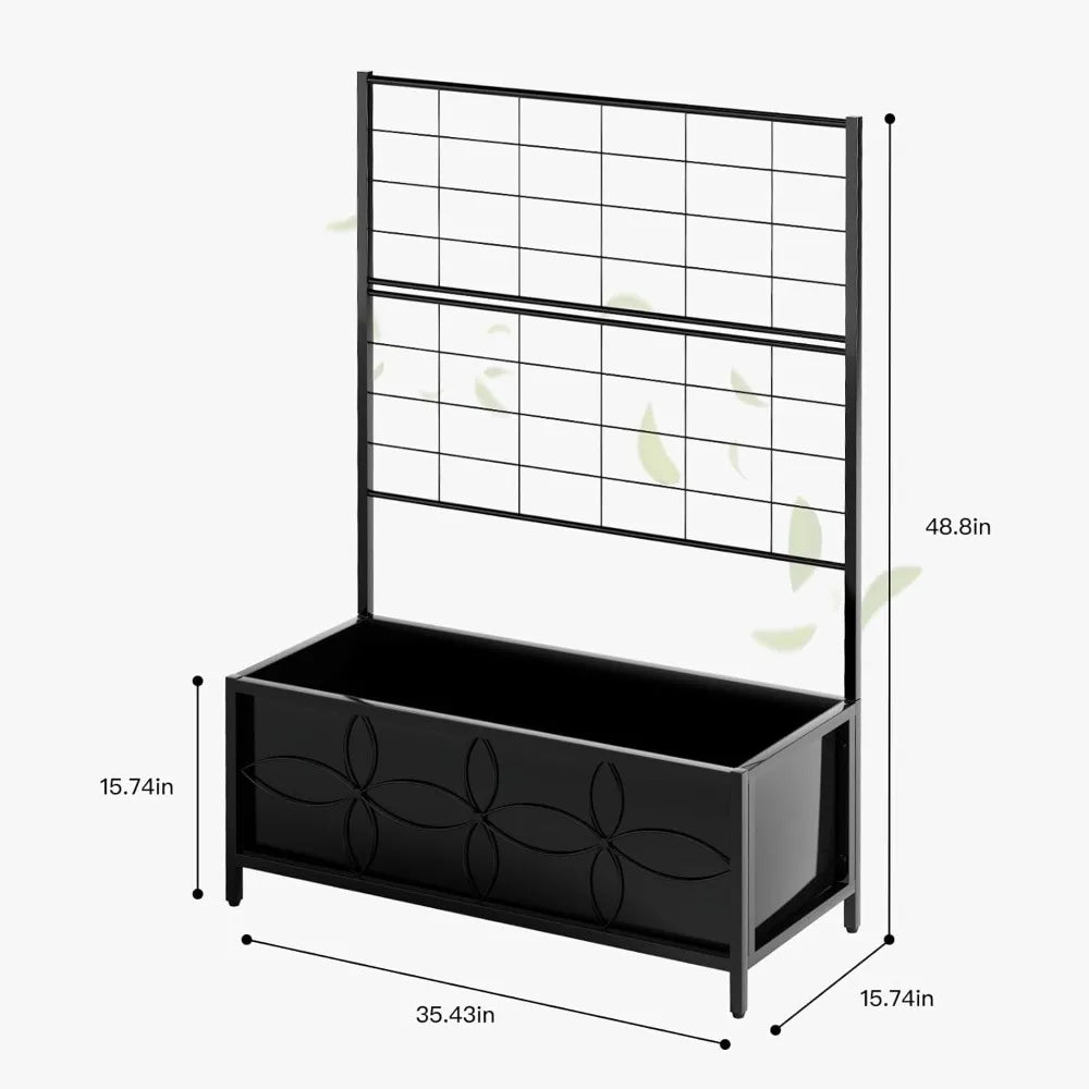 Sturdy Raised Garden Bed with Trellis (15.75 x 35.43 x 48.8 in) for Vegetables Flower, Planter Box for Backyard Patio Balcony