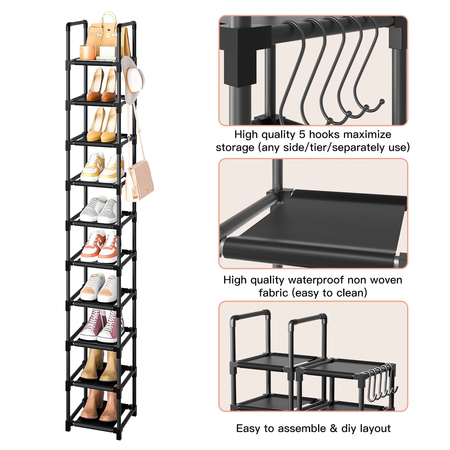 Hign Concerned Tall Space Saving Shoe Rack Organizer
