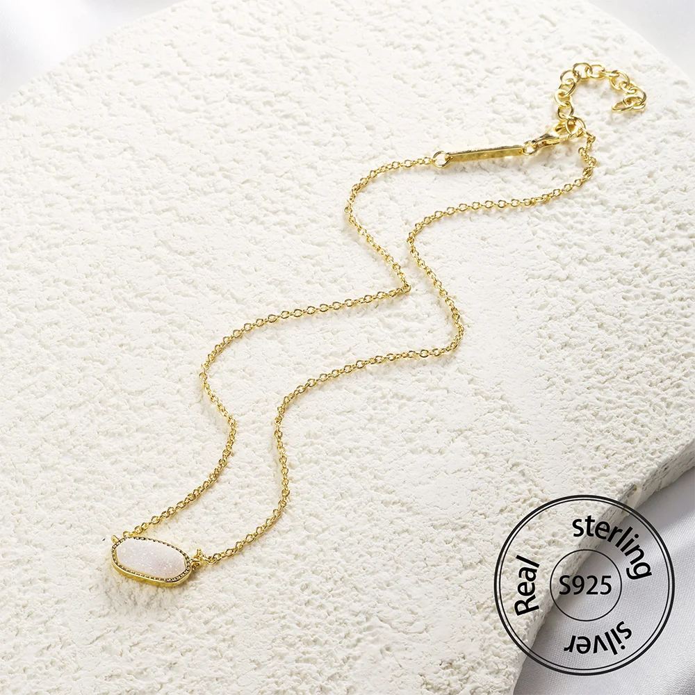 Sterling Silver 925 Crystal Pendant Necklace Chain
