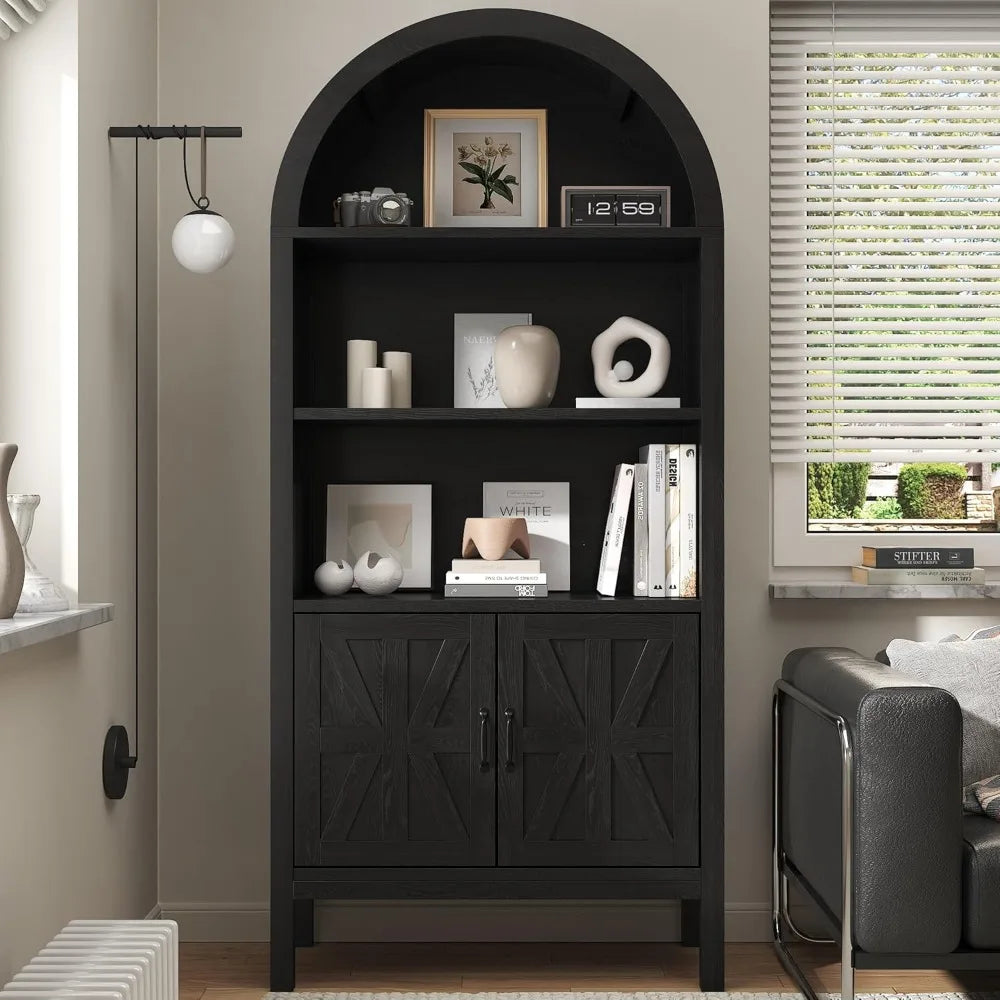 Arched Storage Cabinet With Drawer And Adjustable Shelves