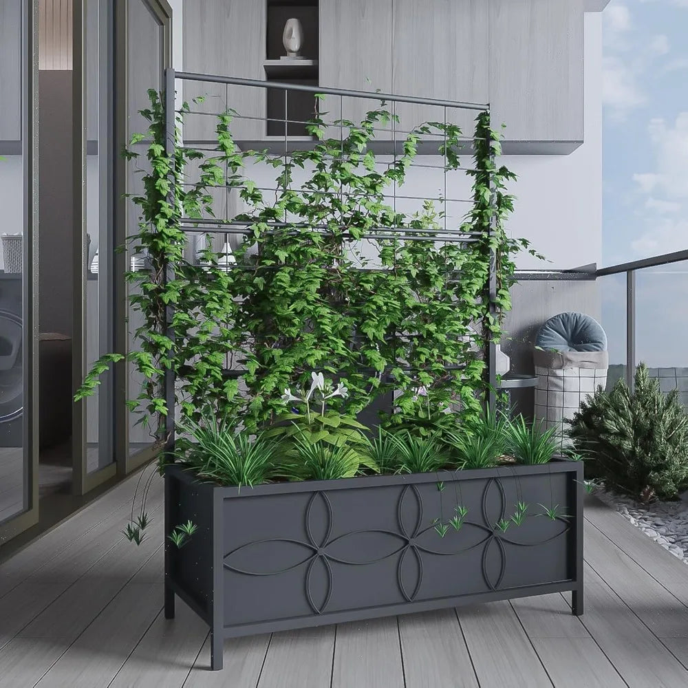 Sturdy Raised Garden Bed with Trellis (15.75 x 35.43 x 48.8 in) for Vegetables Flower, Planter Box for Backyard Patio Balcony