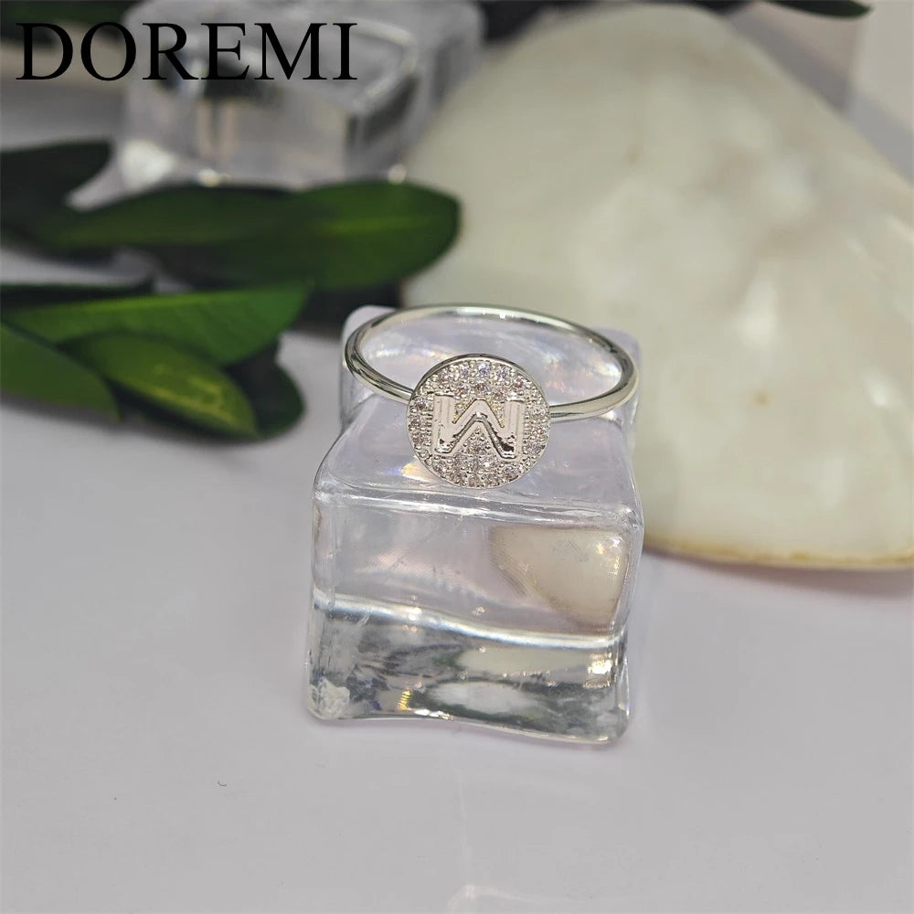 Doremi Initial Letter Ring Women Micro Pave Zircon Custom