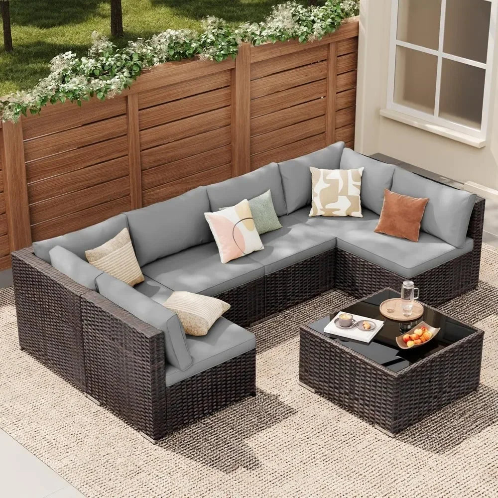 General Use Outdoor PE Rattan L Shape Patio Sectional Sofa