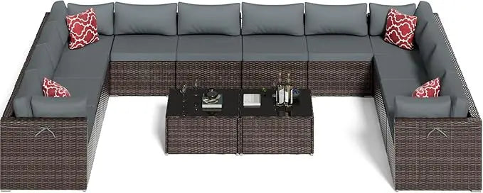 DUTRIEUX Outdoor Sofa Set With Waterproof Cushions And Table