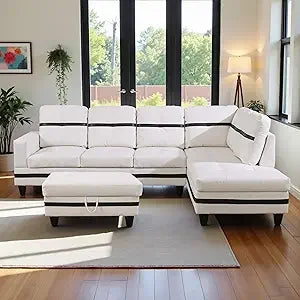 Sweet Blossoms Haven Modern L Shaped Sectional Sofa Ottoman