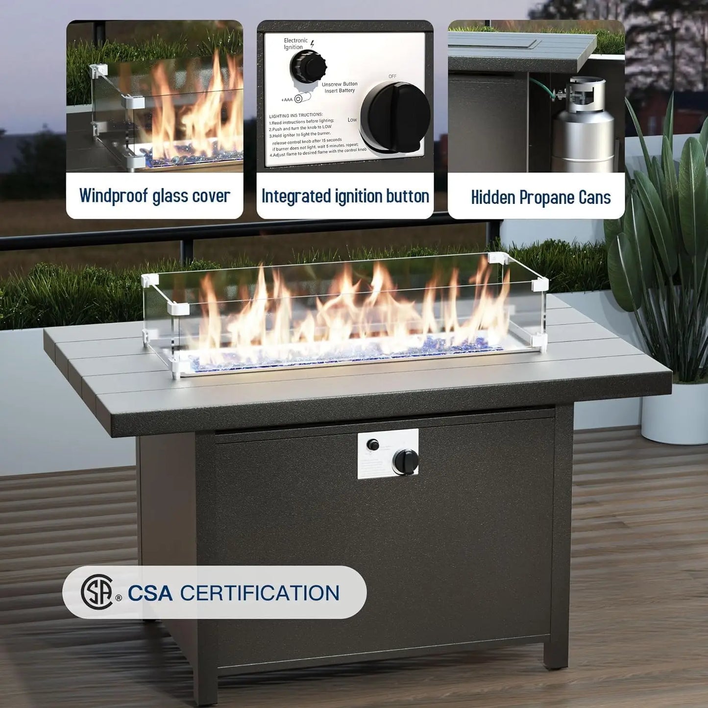 Hign-concerned Aluminum Patio Set With Fire Pit Cushions
