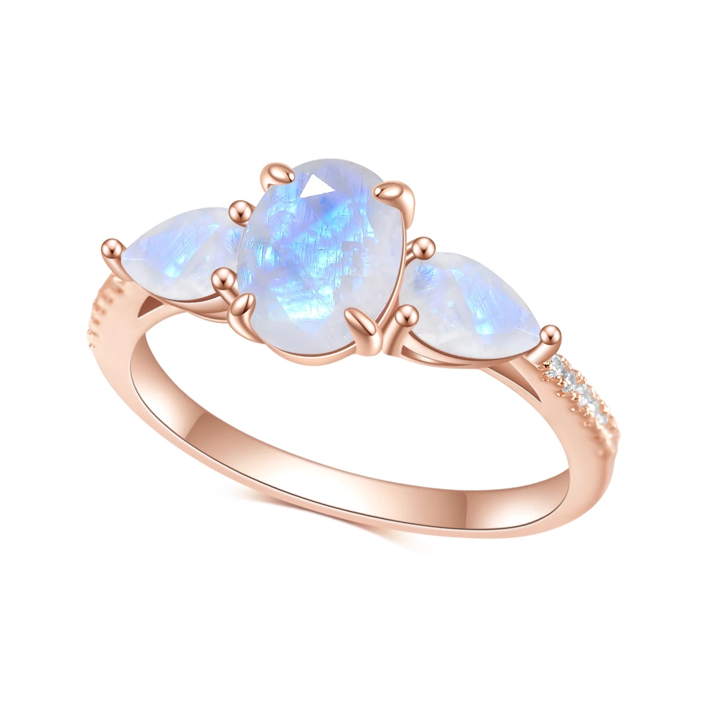 GEM'S BALLET Moonstone Art Deco Ring 925 Sterling Silver