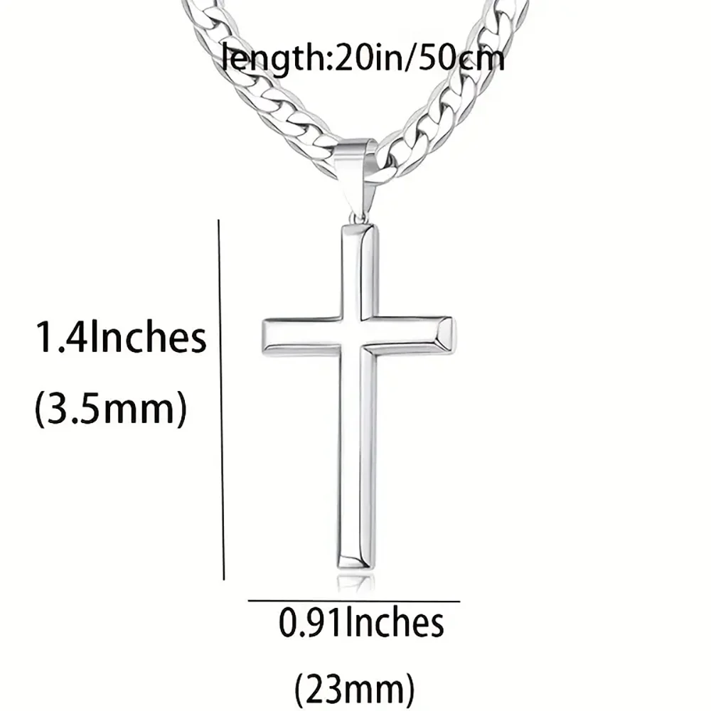 925 Sterling Silver Cross Necklace for Men Women Durable Cuban Crucifix Pendant Necklace Religious Jewelry Gift Ships from USA