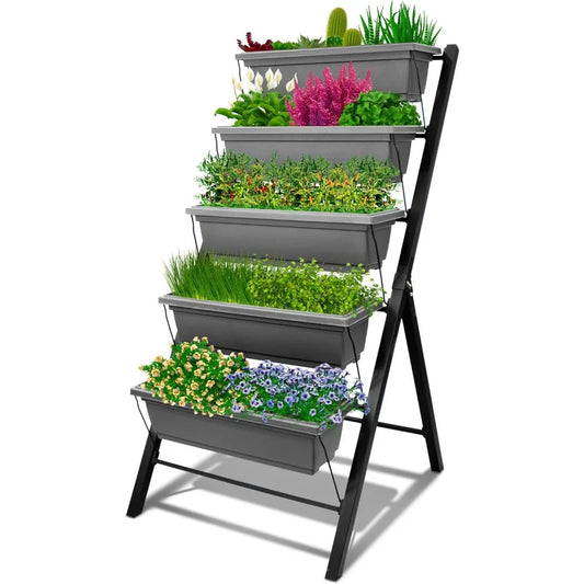 4Ft Vertical Raised Garden Bed - 5 Tier Food Safe Planter Box for Outdoor and Indoor Gardening Perfect to Grow Your Herb Vegetab