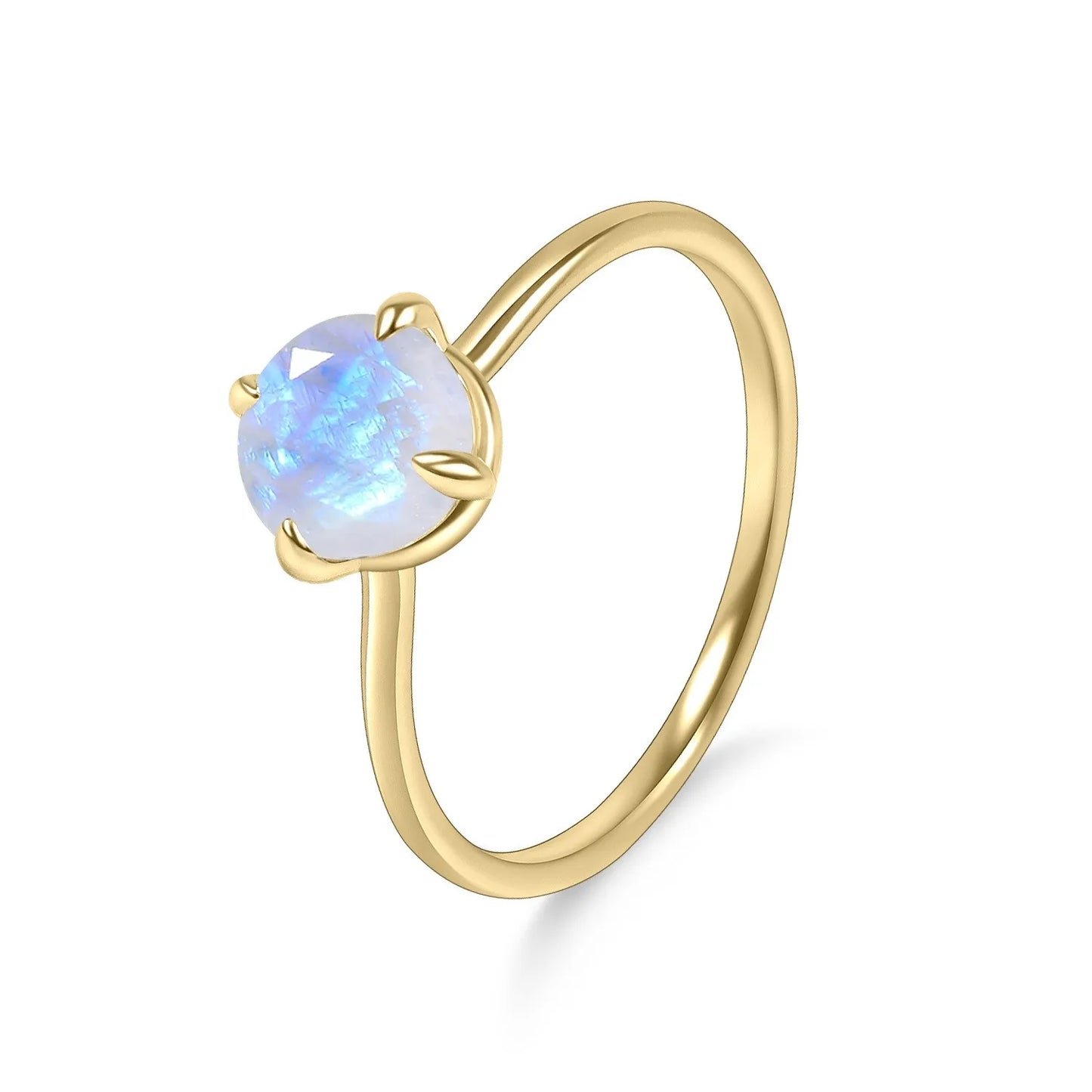 GEM'S BALLET Moonstone Ring 1.03ct 18K Gold Plated Prongs