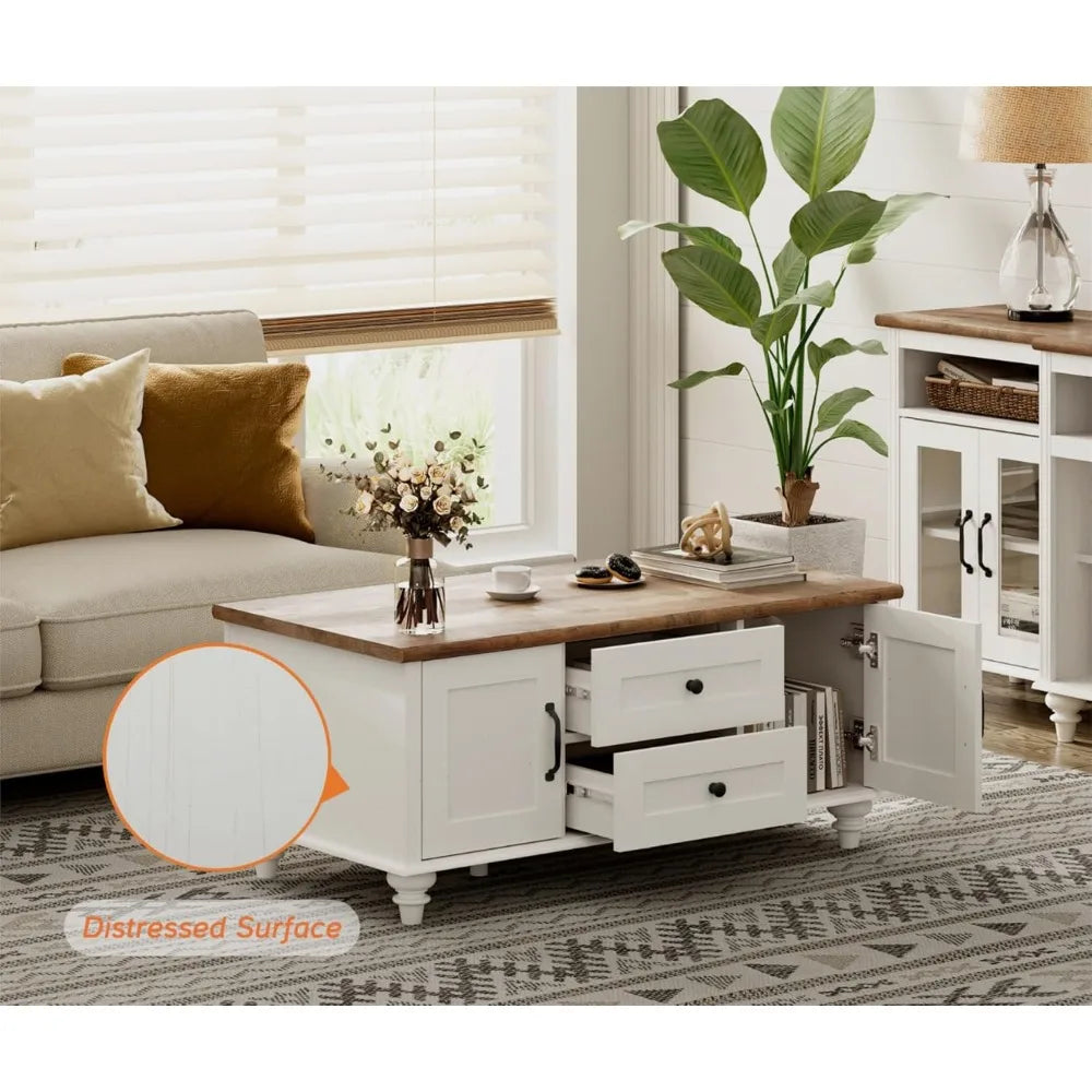 DAFIFY Modern Coffee Table With Storage Cabinet Set Of 2