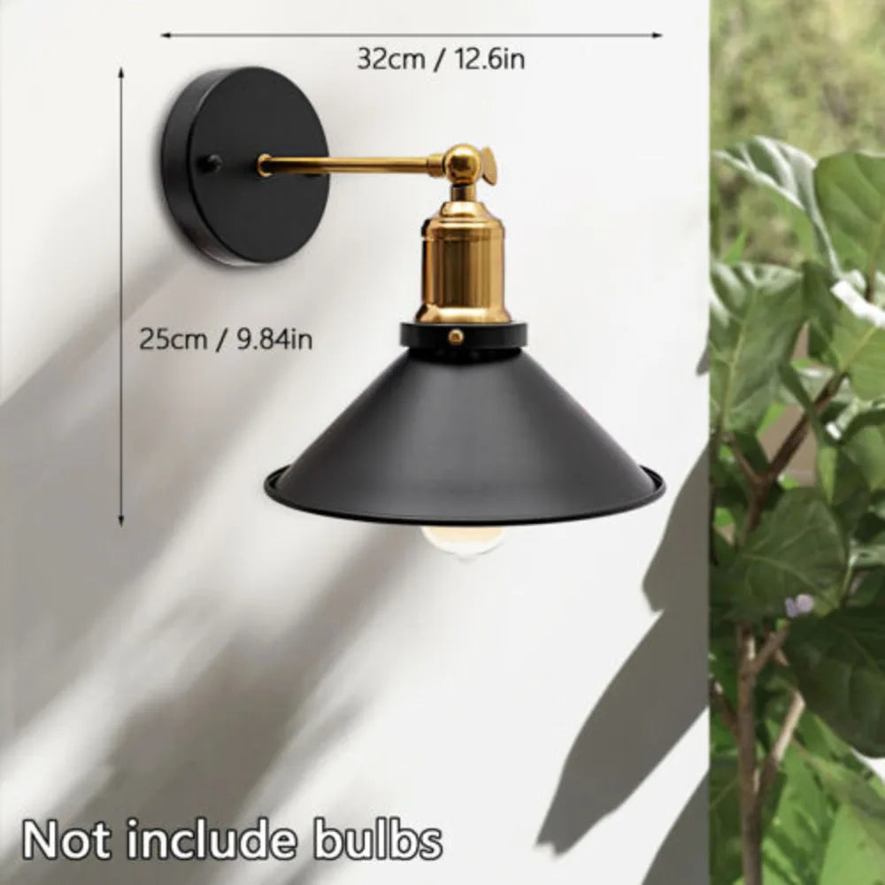 Bymaocar LED Indoor Lamp Antique Wall Mounted Lamp Sconce E27 with Metal Iron Cone Lampshade Novelty Light Daily Home Lighting