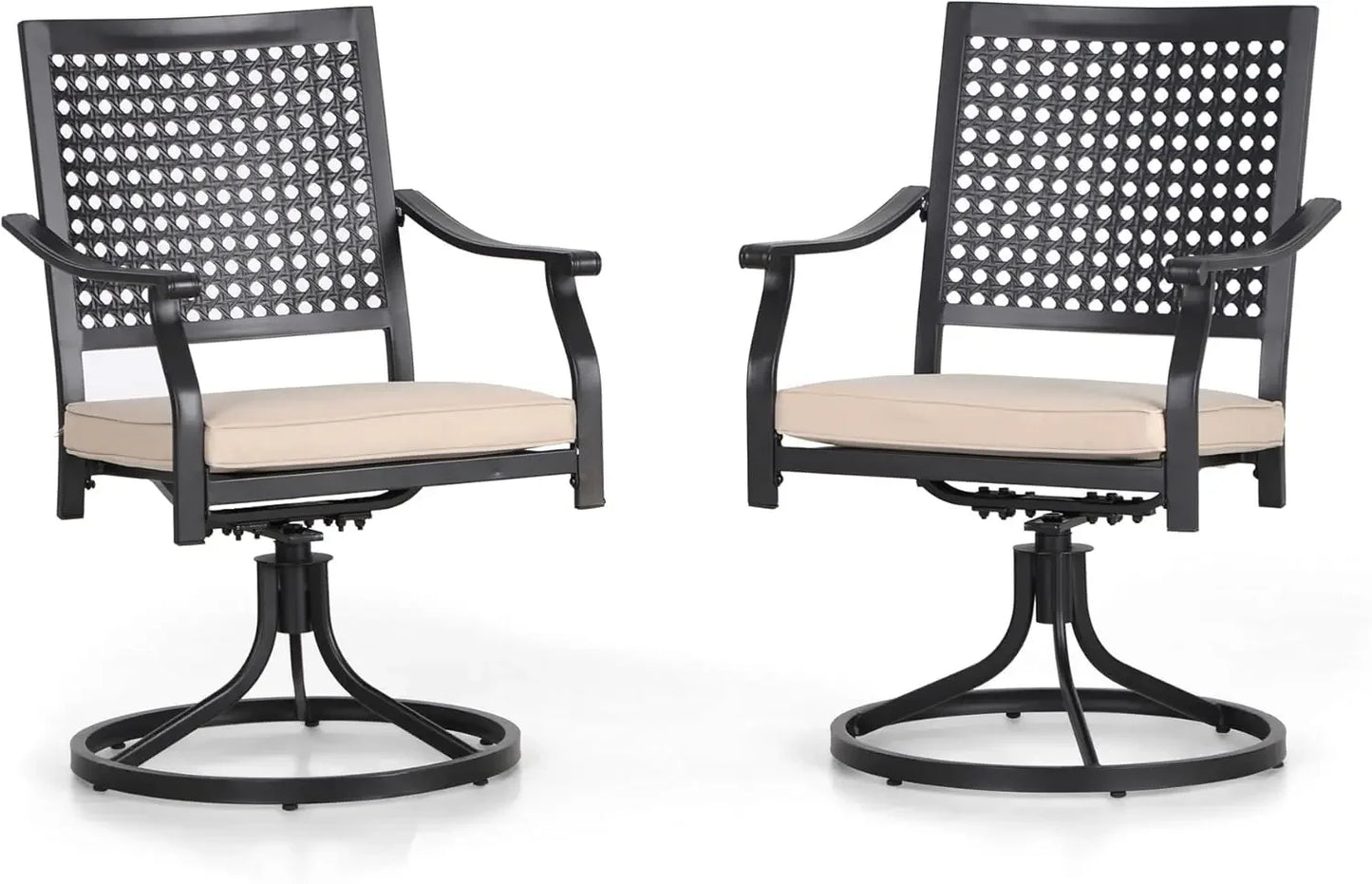 ANGDUO Outdoor Metal Swivel Chairs Set of 2 for Patio