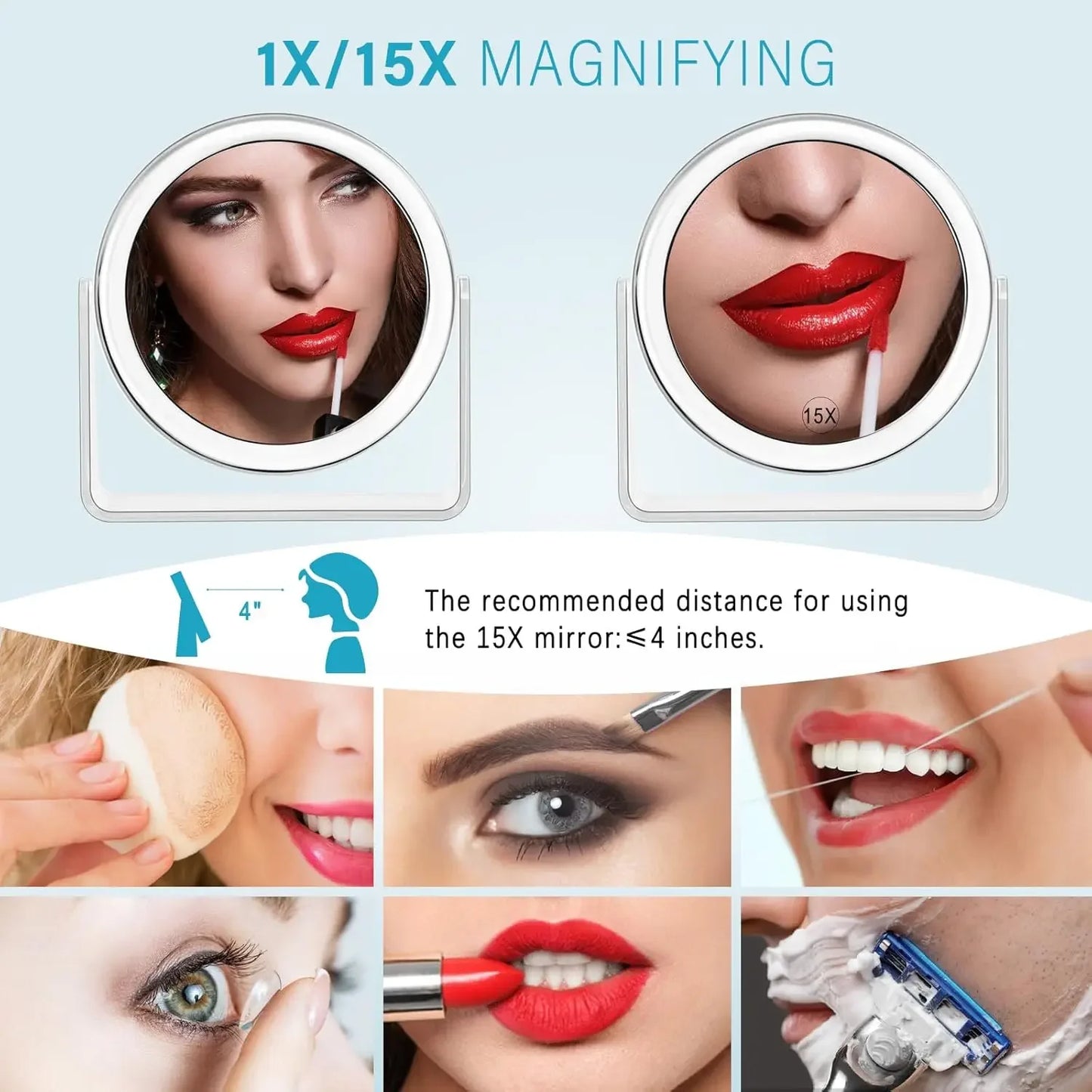 Hign-concerned 15X Vanity Mirror Double Sided Desk Magnifier