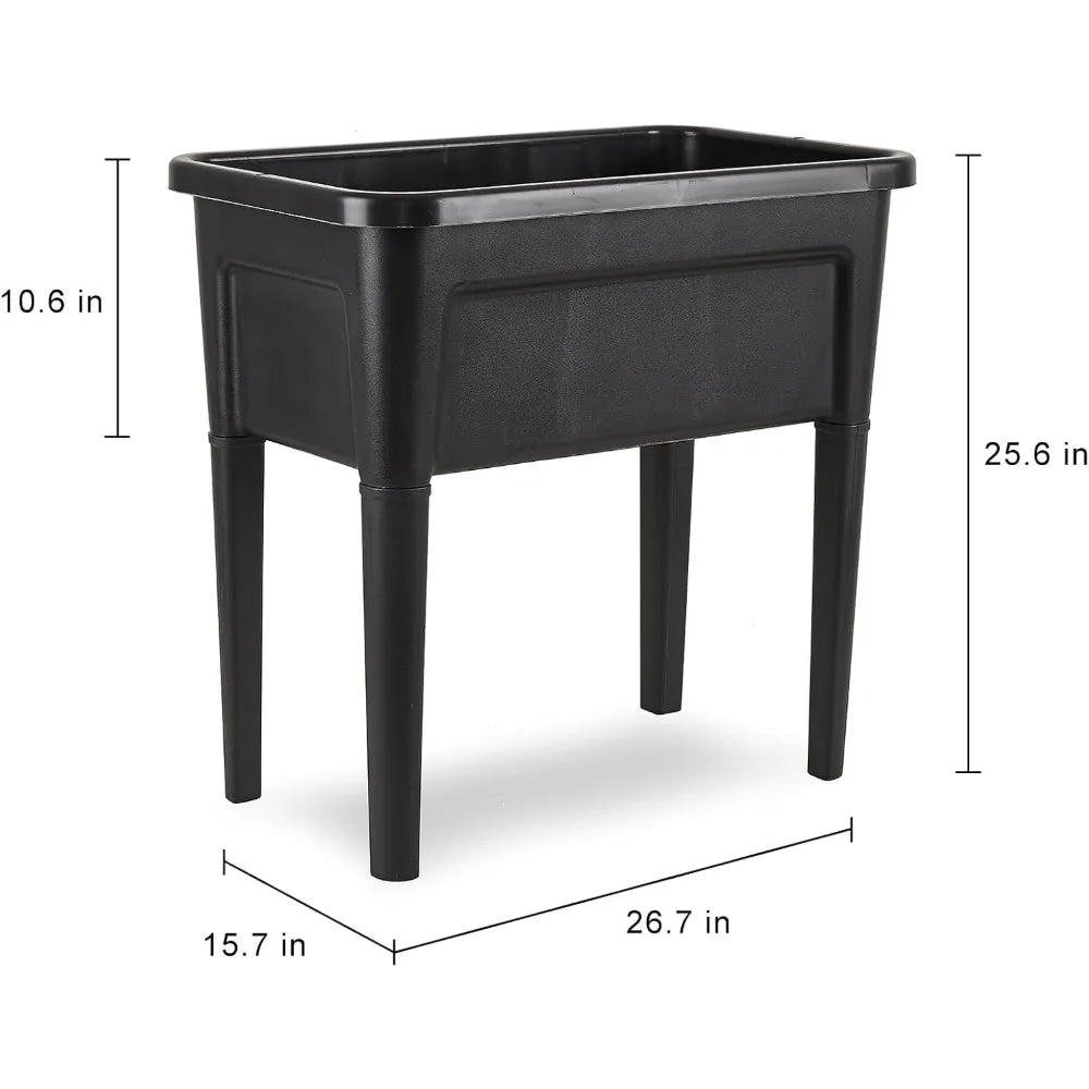 4 Pcs Plastic Raised Garden Beds with Legs，16 Gallon Outdoor Elevated Garden Planter Box，Perfect for Flowers, Vegetables, and He