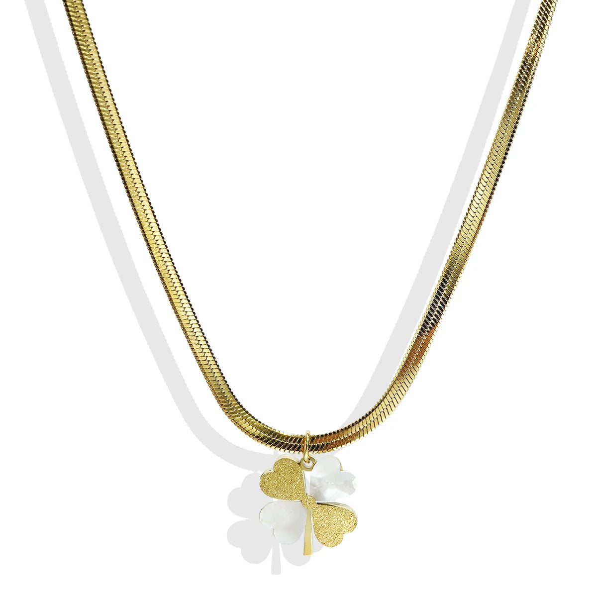 Lxalry 18K Gold Plated Double Luck Clover Necklace