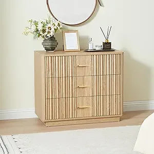 Ticify Fluted Double Dresser With Six Drawers Modern Chest