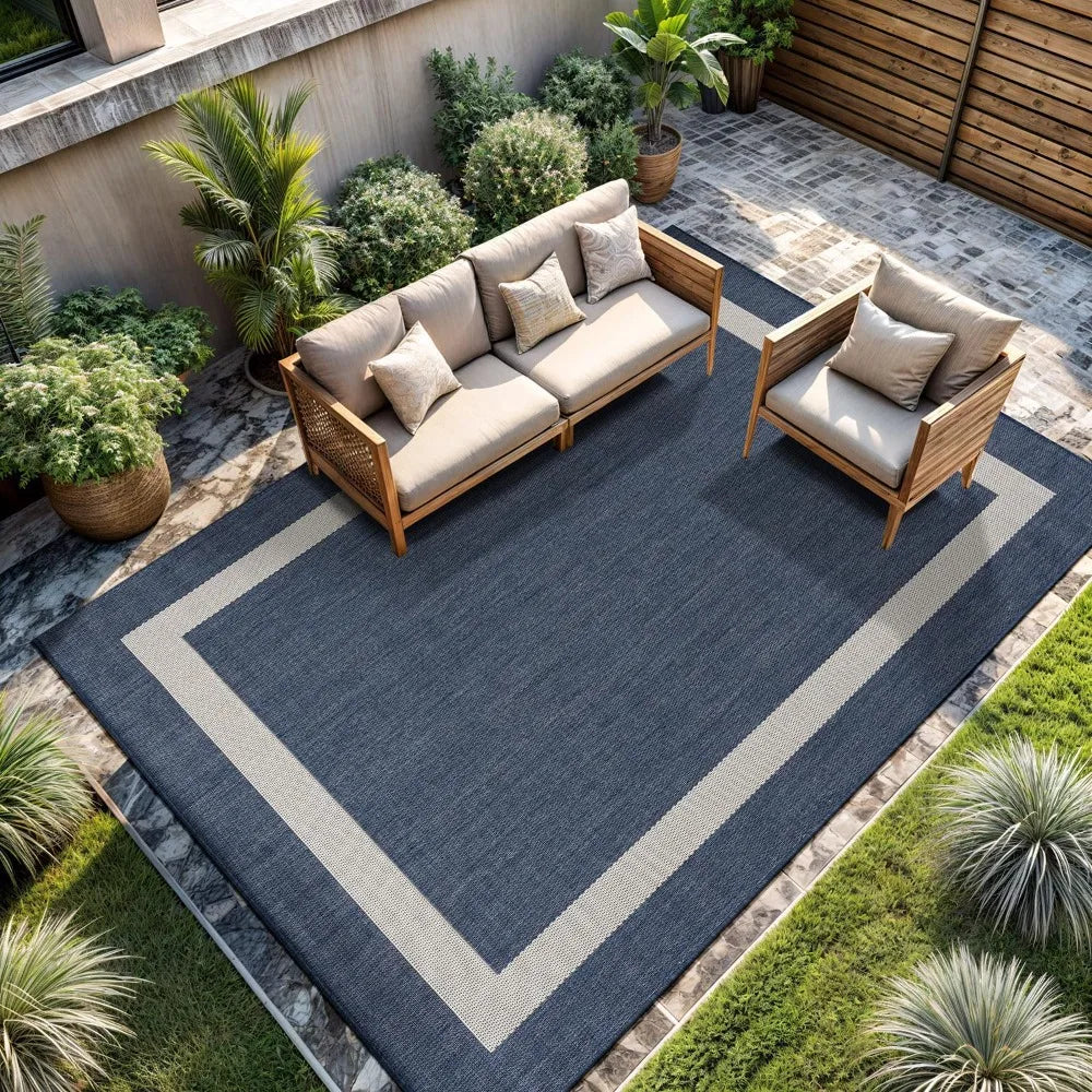 Outdoor Rug 9x12, Large Modern Outside Rugs for Patios Porches Waterproof Durable Washable Non-Shedding, Outdoor Carpet