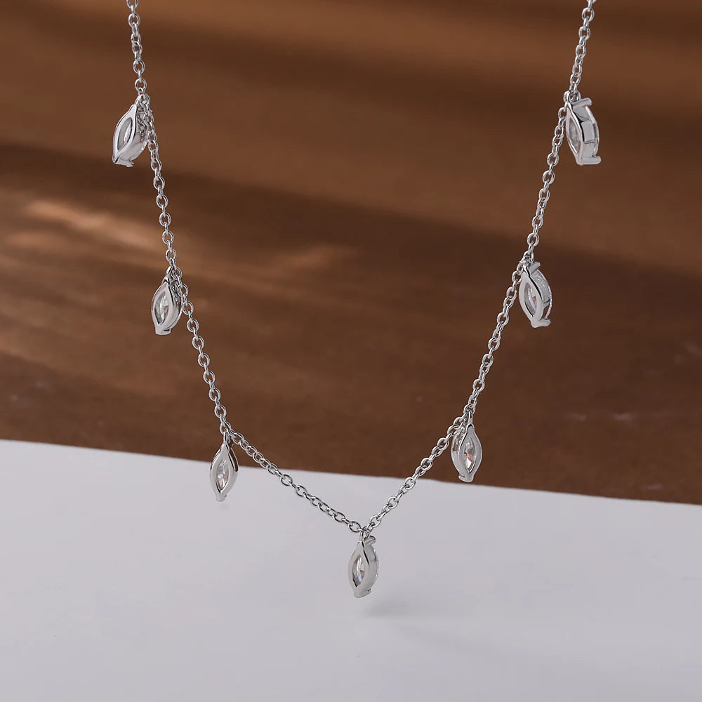 KUTPFC Moissanite Marquise Necklace 0.3ct 925 Silver
