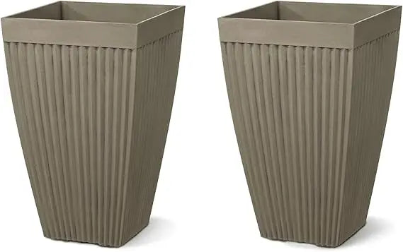 DAFIFY Set of 2 Garden Outdoor Planter Pots Faux Concrete