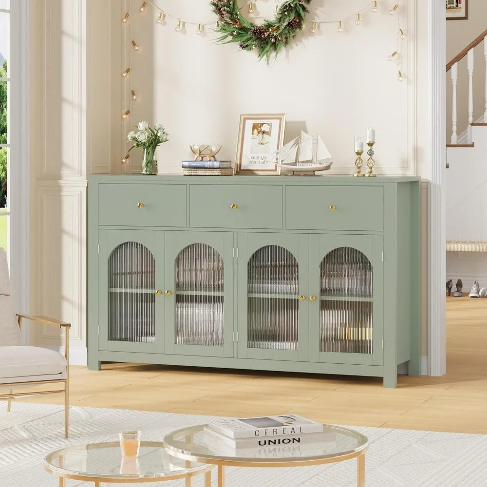 Chengwei Farmhouse Buffet Cabinet With Doors And Drawers