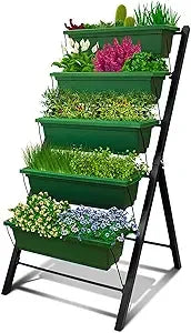 4Ft Vertical Raised Garden Bed - 5 Tier Food Safe Planter Box for Outdoor and Indoor Gardening Perfect to Grow Your Herb Vegetab