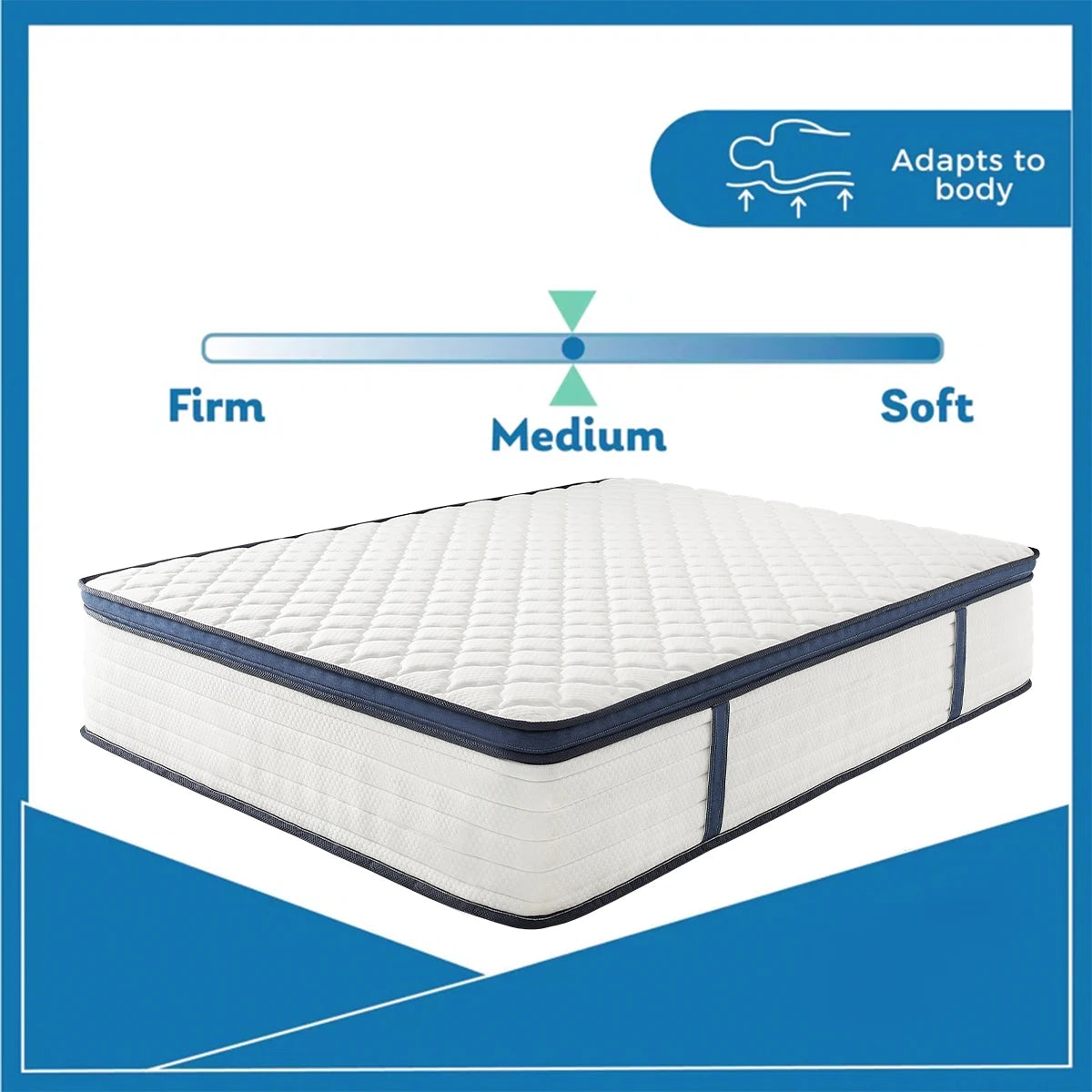 Queen Size Gel Memory Foam Hybrid Mattress with Pressure Relief and Medium Firm Comfort