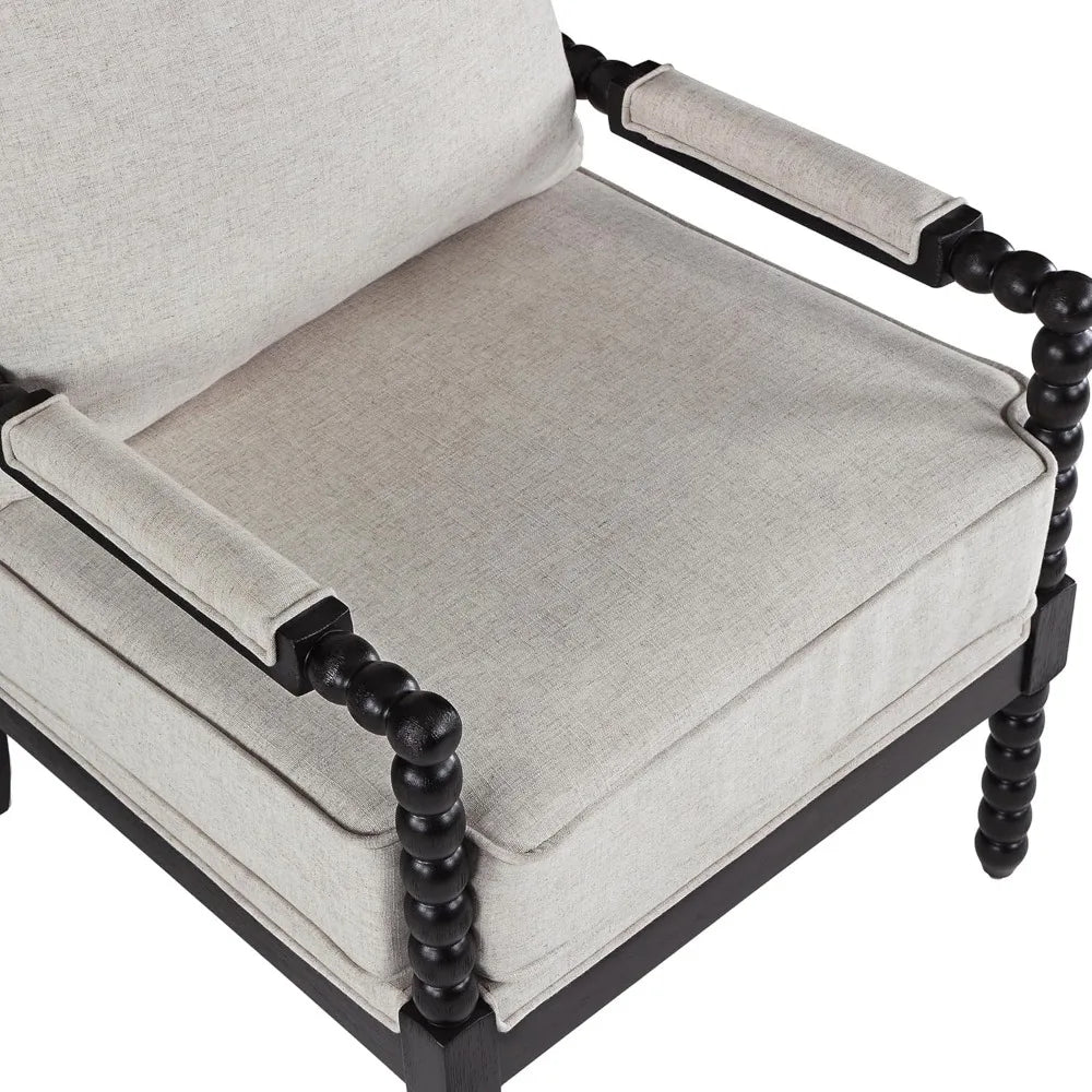 TANGXU Linen Spindle Back Accent Chair With Wood Frame