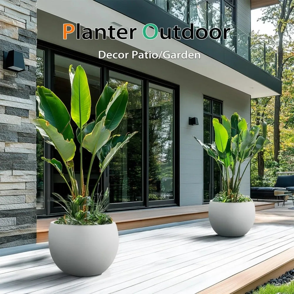 Ball Concrete Planter Indoor Outdoor Cement Plant Pot